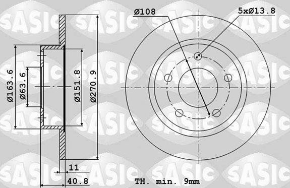 Тормозной диск Sasic. Артикул 6106297