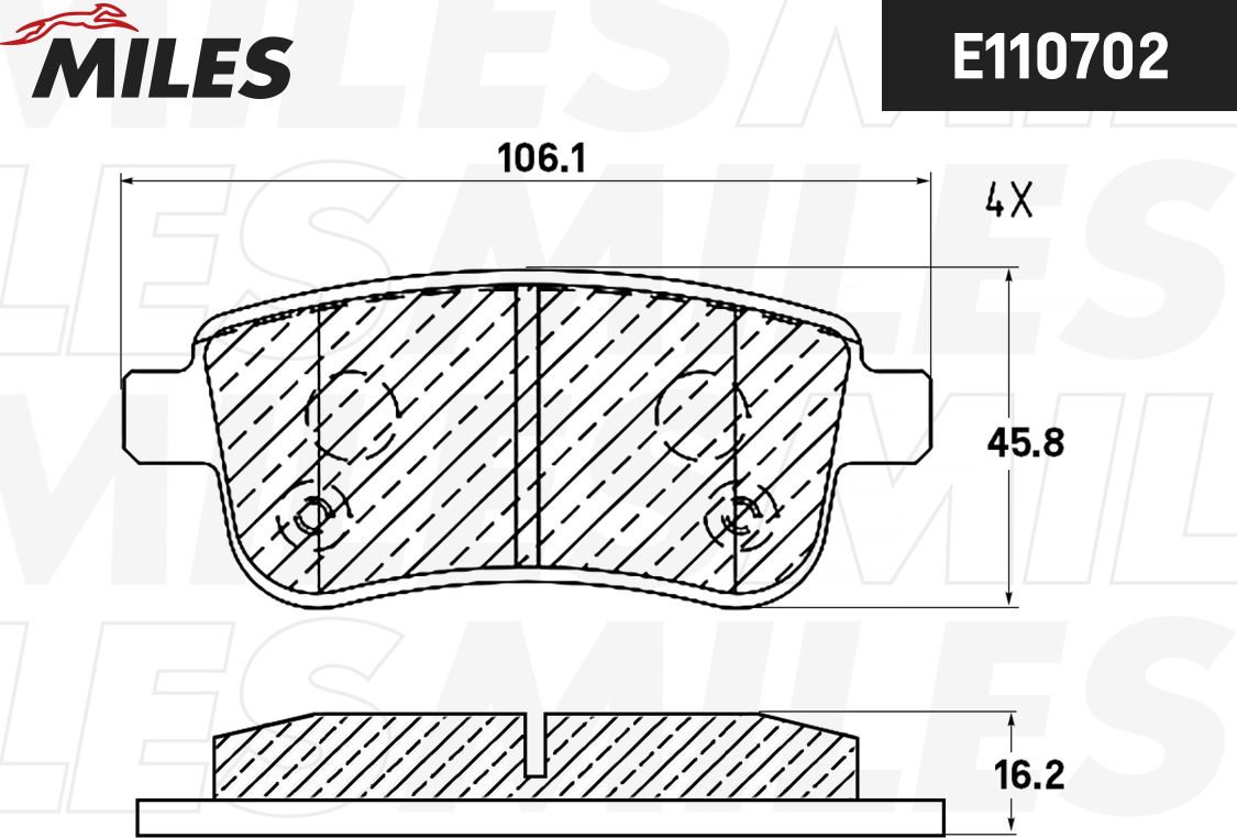 Тормозные колодки Miles (Semi-Metallic). Артикул E110702
