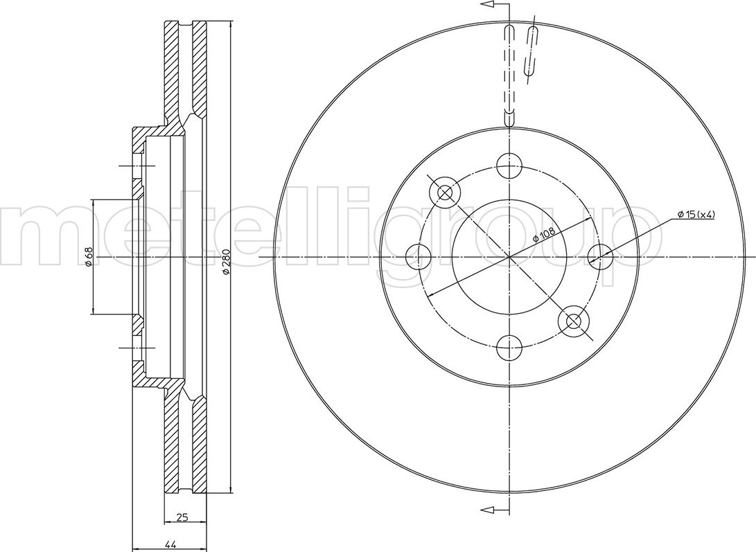 Тормозной диск Metelli. Артикул 23-0381