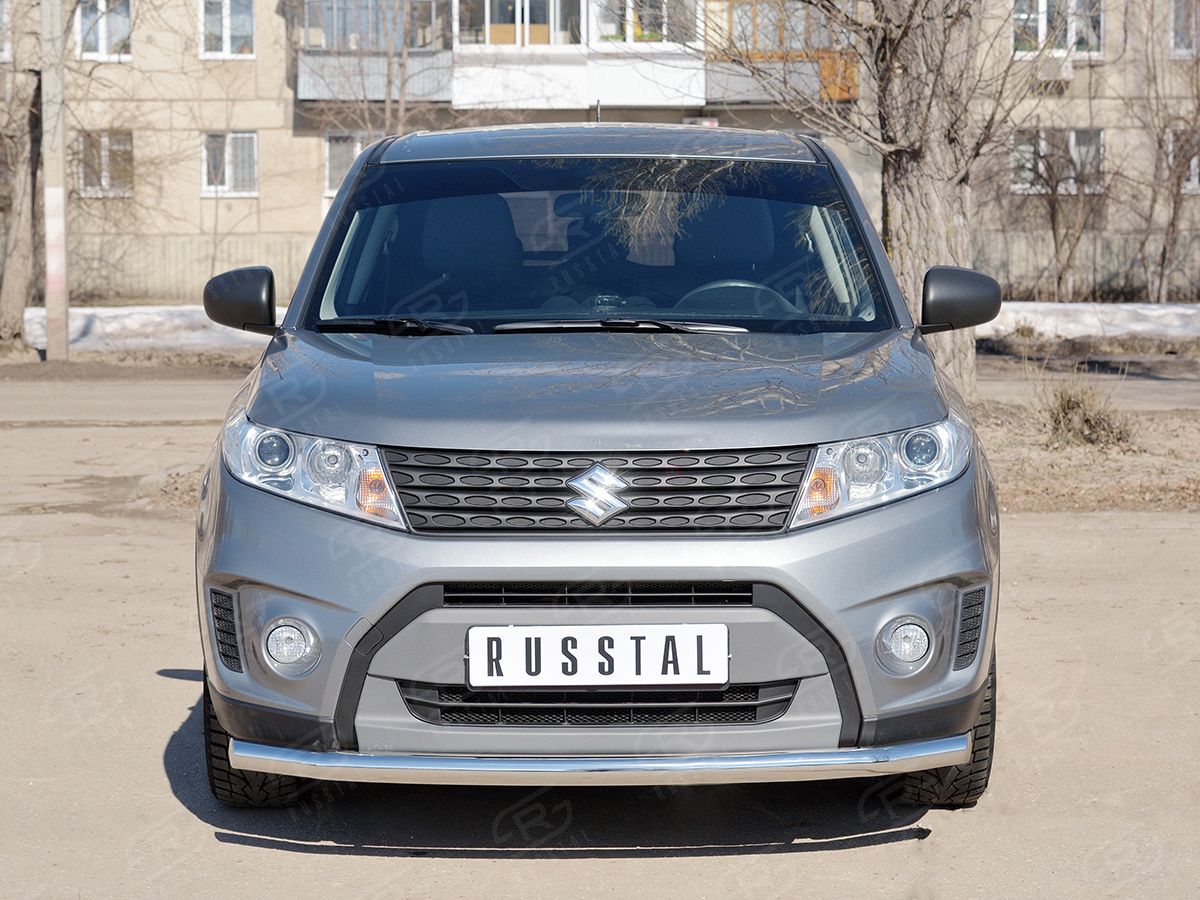 Защита "RusStal" переднего бампера d63 (секции) для Suzuk Vitara IV 2015-2026. Артикул SVZ-002638