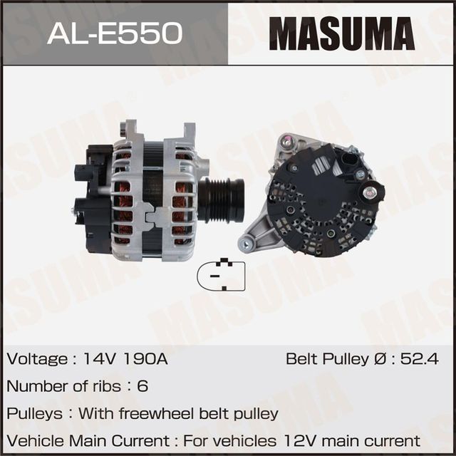 Генератор MASUMA, MERCEDES-BENZ / M 274, M 264, M 270 (14V/190A). Артикул ALE550
