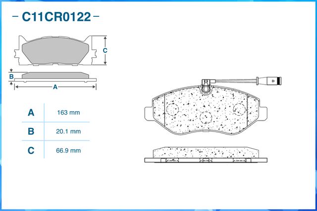 Колодки тормозные передние (Low Metallic) (Cworks). Артикул C11CR0122