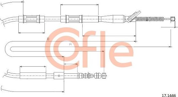 Трос ручника (тросик ручного тормоза) Cofle. Артикул 92.17.1446