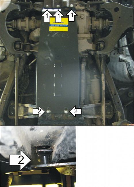 Защита Мотодор для картера, дифференциал, КПП Nissan NP300 Pickup 2007-2026. Артикул 11403