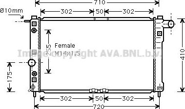 Радиатор охлаждения двигателя AVA. Артикул DW2010