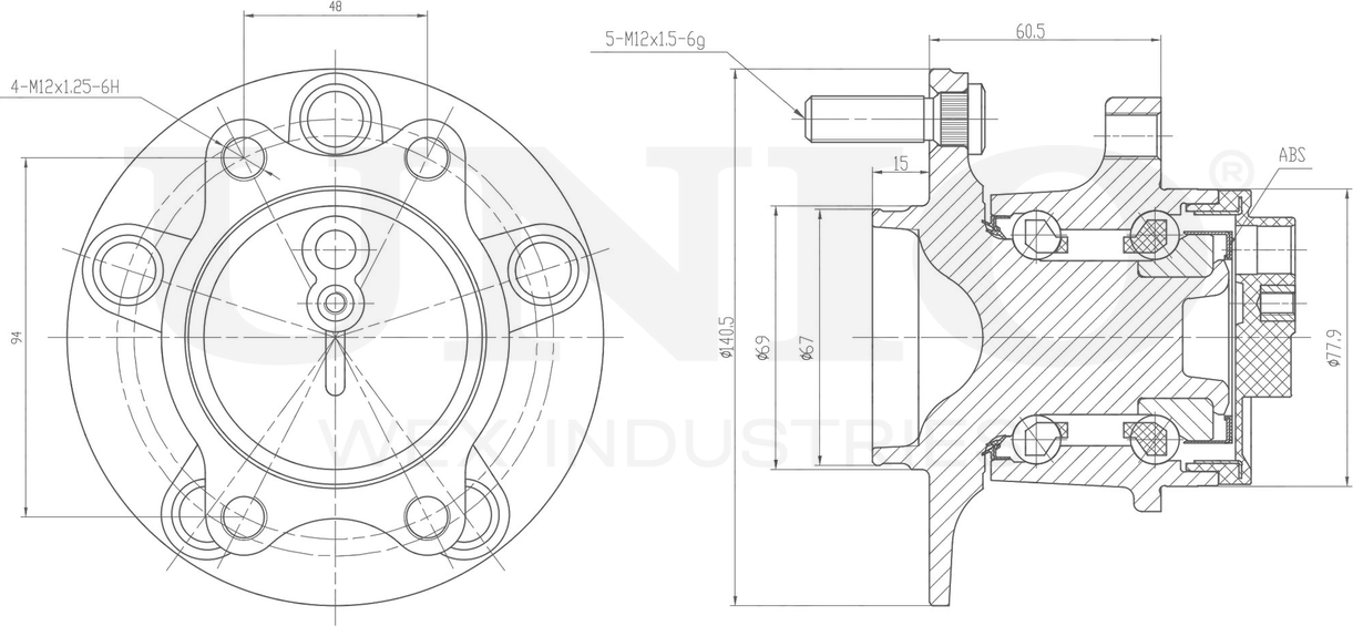 Ступица колеса с интегрированным подшипником (Unio). Артикул HUB-20113