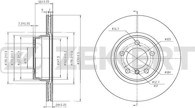 Тормозной диск Zekkert для BMW 2 F22 2014-2026. Артикул BS-6867