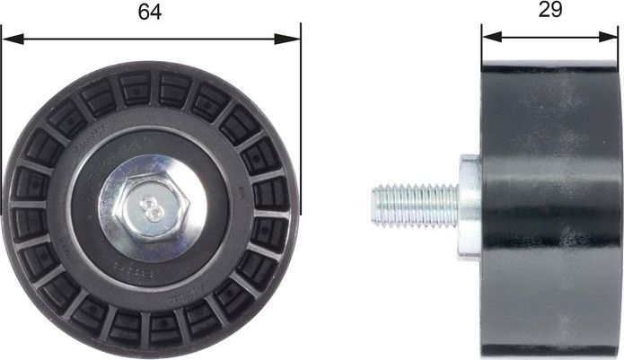 Направляющий (ведущий) ролик ремня ГРМ Gates (полимерный материал). Артикул T42170