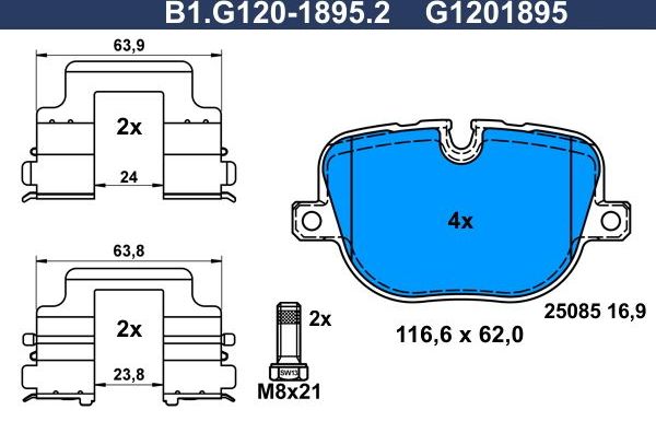 Тормозные колодки Galfer. Артикул B1.G120-1895.2