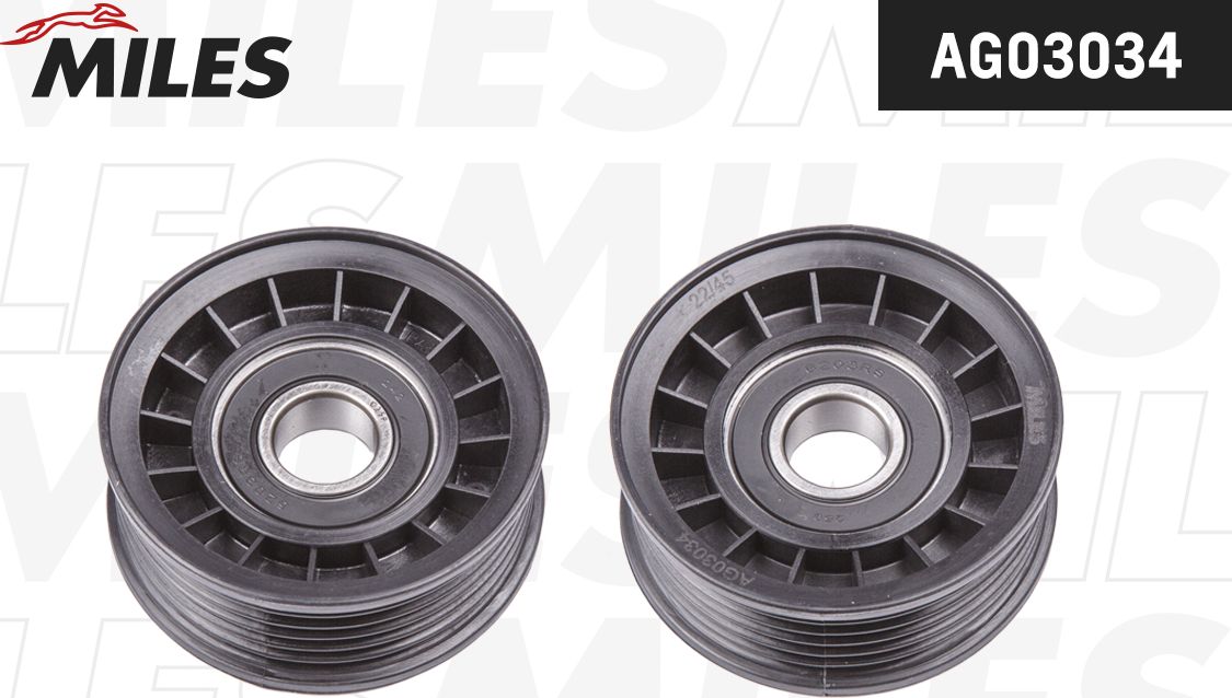 Натяжной ролик (натяжитель) приводного ремня Miles (полимерный материал). Артикул AG03034