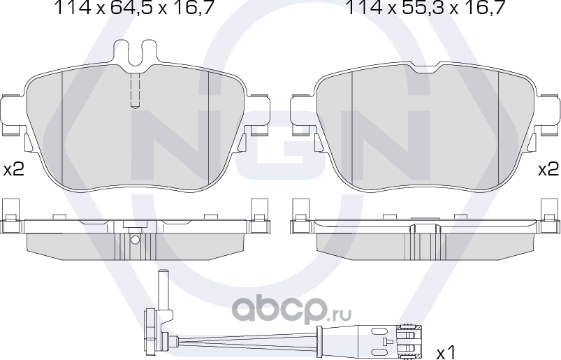 Колодки тормозные дисковые керамические | зад | (NGN). Артикул 3502500