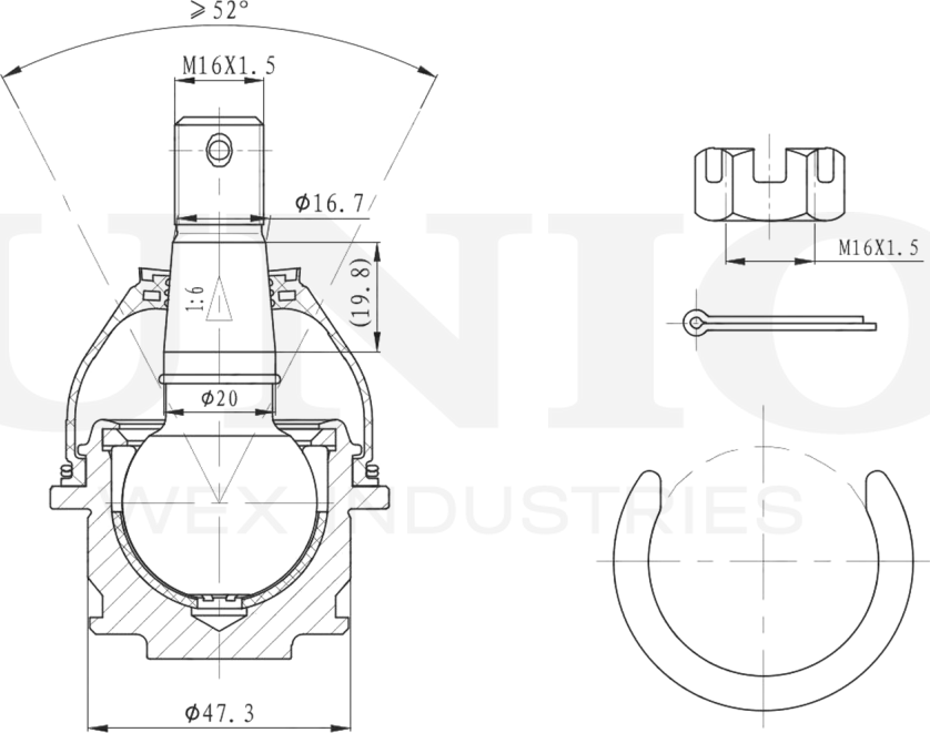 Опора шаровая (Unio). Артикул SSP-20094