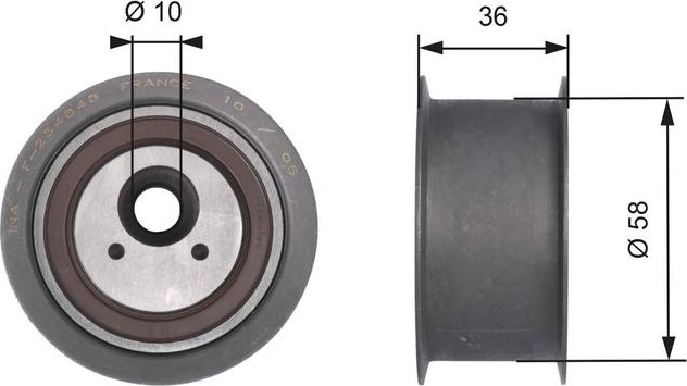 Направляющий (ведущий) ролик ремня ГРМ Gates (Металл). Артикул T41228
