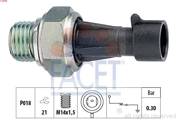 Датчик давления масла Facet Made in Italy - OE Equivalent. Артикул 7.0096