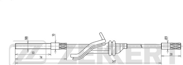 Трос ручника (тросик ручного тормоза) Zekkert передний для Volvo C70 II 2006-2013. Артикул BZ-1211