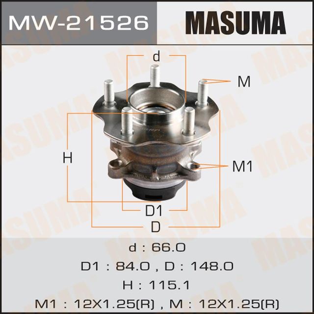 Ступица колеса с интегрированным подшипником Masuma. Артикул MW-21526