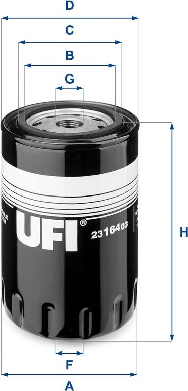 Масляный фильтр UFI. Артикул 23.164.03