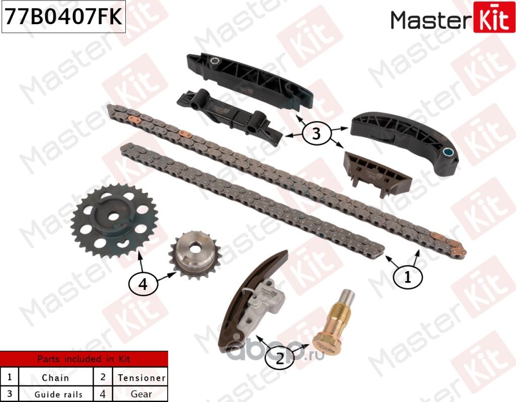 Комплект цепи ГРМ PORSCHE M 5502 CAYENNE 11- (3,6) (Master KIT). Артикул 77B0407FK