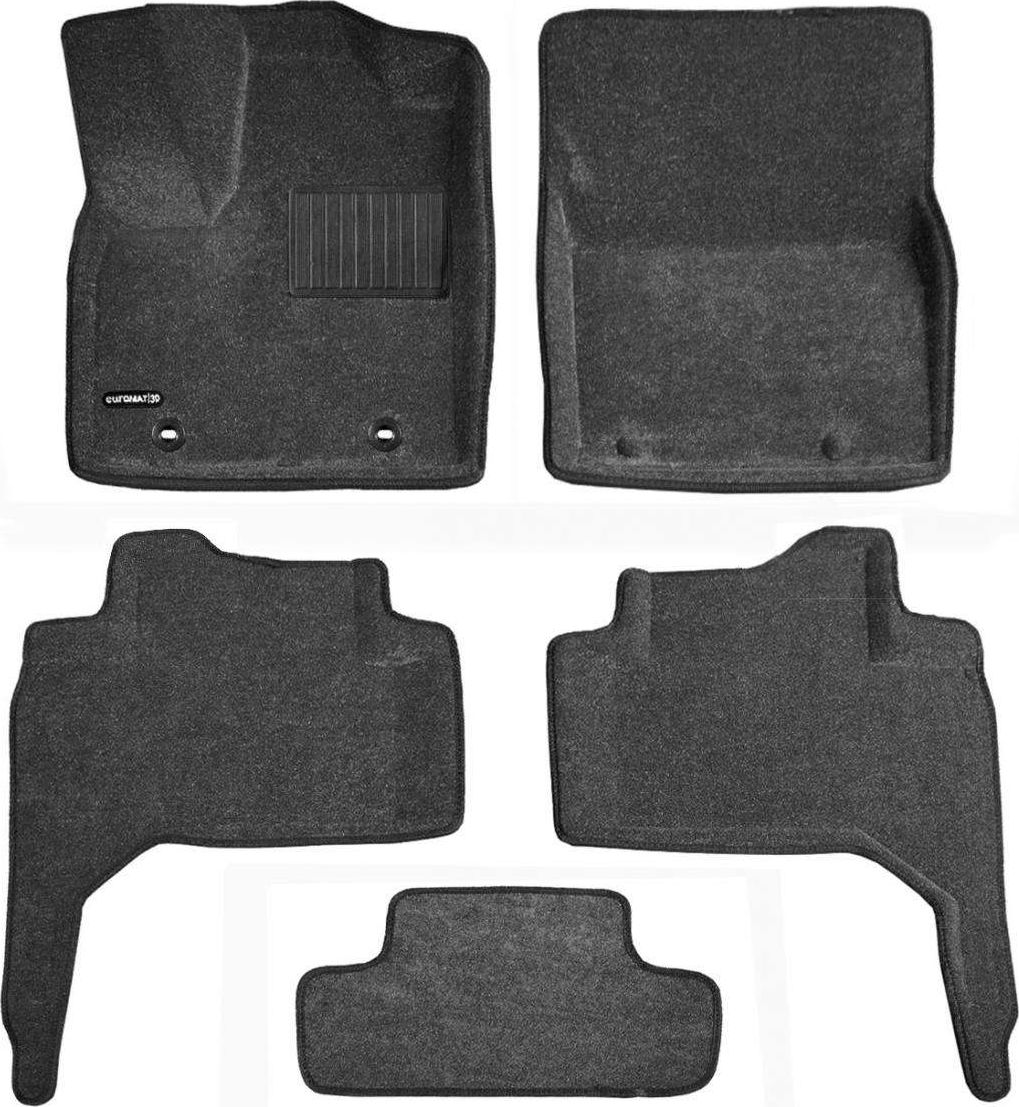 Коврики текстильные Euromat 3D Business (с крепежом) для салона Toyota Land Cruiser 300 2021-2026 СЕРЫЕ. Артикул EMC3D-005109G