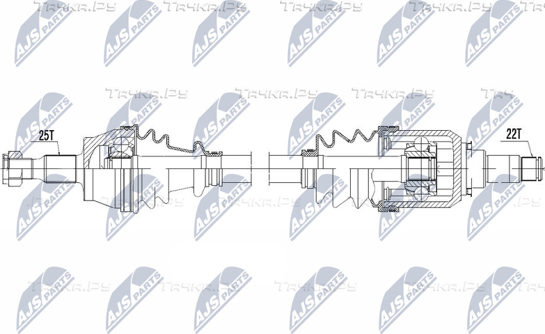 Полуось (привод в сборе, приводной вал) NTY. Артикул NPW-ME-106