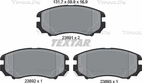 Тормозные колодки Textar Q+ передние для Hyundai Coupe II (GK) 2001-2009. Артикул 2389101