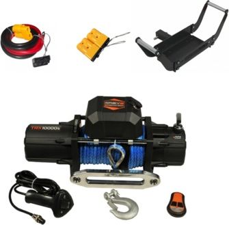 Переносная лебёдка РИФ: 12V 4Revo 10000 lbs под квадрат 50х50 (Синтетический трос). Артикул 4R-W101B-Carry