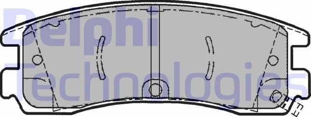 Тормозные колодки Delphi (Low-Metallic) задние для Oldsmobile Intrigue 1997-2002. Артикул LP1612