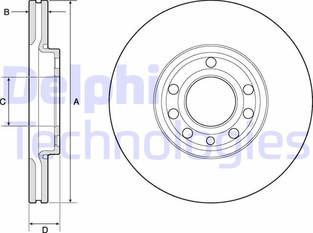 Тормозной диск Delphi передний для Saab 9-3 II 2002-2015. Артикул BG3713
