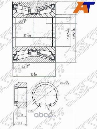 ПОДШИПНИК ЗАДНЕЙ СТУПИЦЫ NISSAN CUBE11,MARCH12,NOT (SAT). Артикул ST7701205812