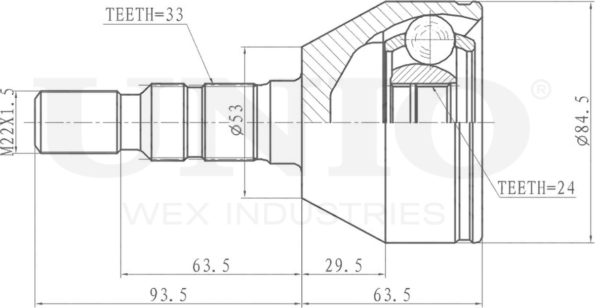 ШРУС наружный (Unio). Артикул CVJ-20063