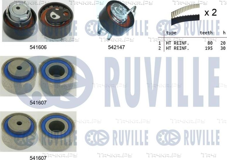 Ремень ГРМ с роликами (комплект) Ruville для Land Rover Discovery IV 2009-2016. Артикул 550397