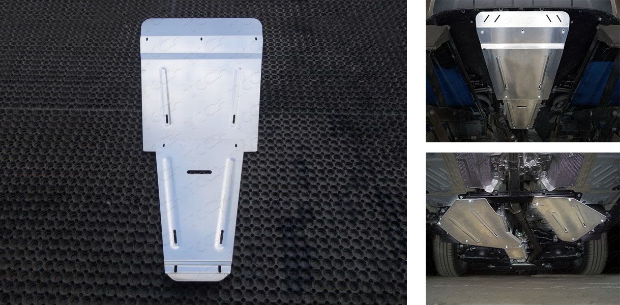 Защита алюминиевая ТСС (4 мм) для картера, КПП, бака, дифференциала Volkswagen Touareg III 2018-2026. Артикул ZKTCC00467K