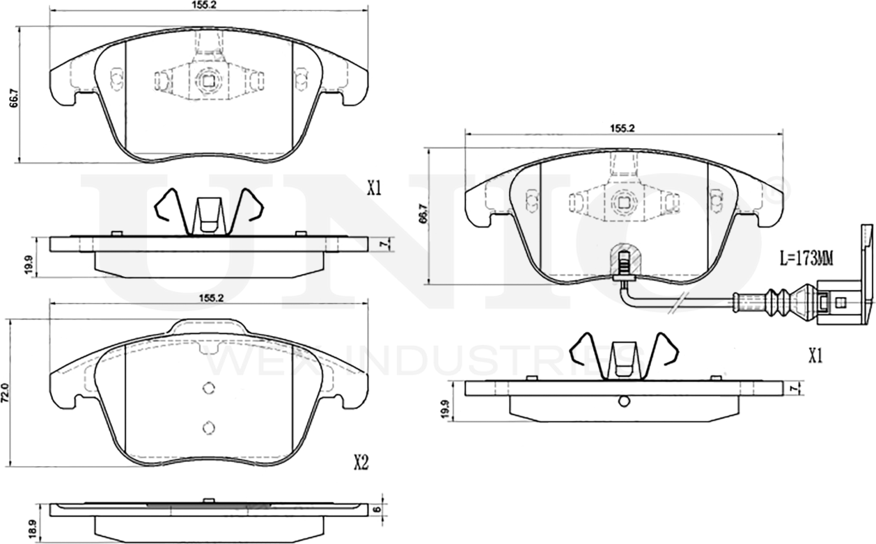 Колодки тормозные дисковые, комплект (Unio). Артикул BRP-20007
