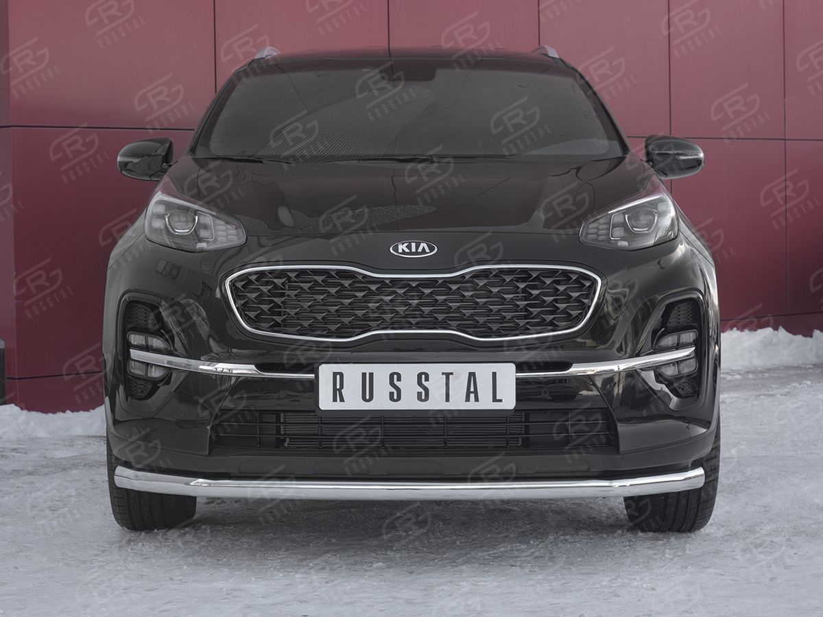 Защита RusStal переднего бампера d63 секция для Kia Sportage IV рестайлинг 2018-2026. Артикул KSZ-003182