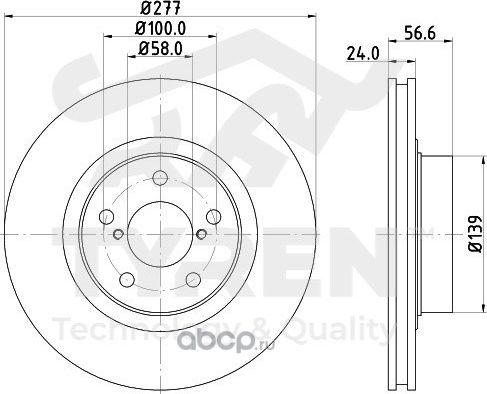 Тормозной диск (Tyren). Артикул TYR1018411