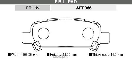 Колодки диск. Forester SF, SG, Impreza CG, GD, GG, GF, Legacy, Outback BE, BH 19 (FBL). Артикул AFP366