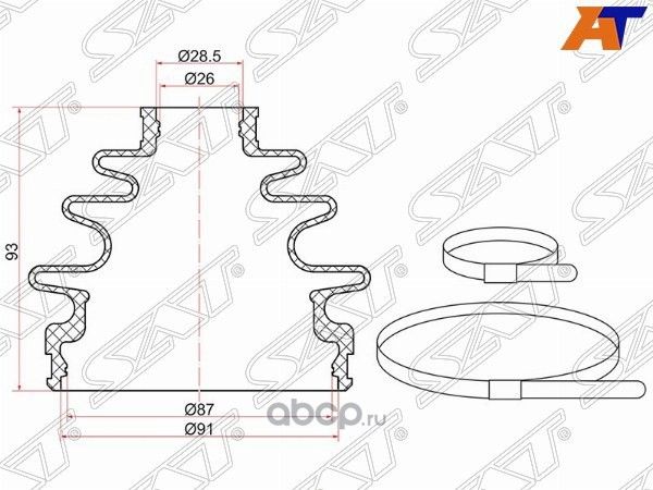 Пыльник шруса наружный KIA SPORTAGE 2.0 4WD 04-HY (SAT). Артикул C1115