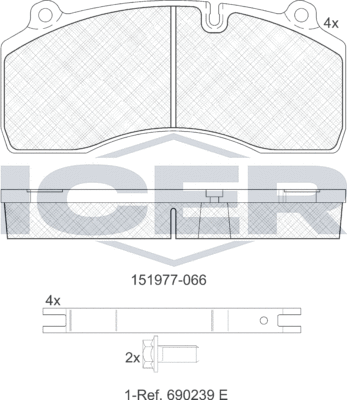 Тормозные колодки Icer. Артикул 151977-066