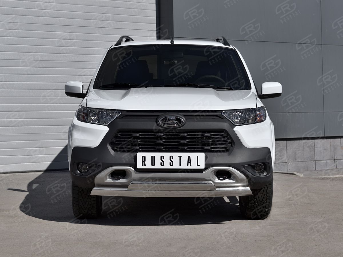 Защита RusStal переднего бампера d75х42 (дуга) d75х42 (дуга) для Lada Niva Travel 2021-2026. Артикул LNTZ-003558