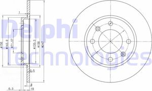 Тормозной диск Delphi задний для Citroen Saxo 1996-2004. Артикул BG2800