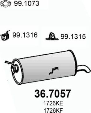 Глушитель (задняя часть) Asso для Citroen C4 I 2004-2011. Артикул 36.7057