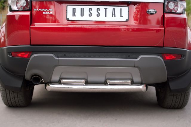Защита RusStal заднего бампера d76/42х2 (дуга) для Land Rover Range Rover Evoque I Prestige, Pure 2011-2018. Артикул REPZ-000813