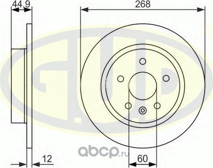 ДИСК ТОРМ OPL ASTRA J/CHV CRUZE 09- ЗАД НЕ ВЕНТ 268X12 (G.u.d). Артикул GDB112188