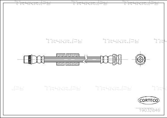 Тормозной шланг Corteco задний правый для Nissan Interstar 2002-2026. Артикул 19032846