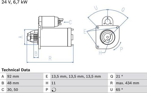 Стартер Bosch для Scania 4 1995-2007. Артикул 0 986 017 760
