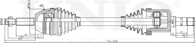Вал приводной (Unio). Артикул CVJ-10128