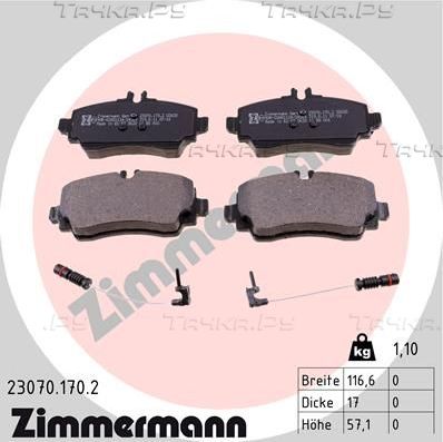 Тормозные колодки Zimmermann. Артикул 23070.170.2