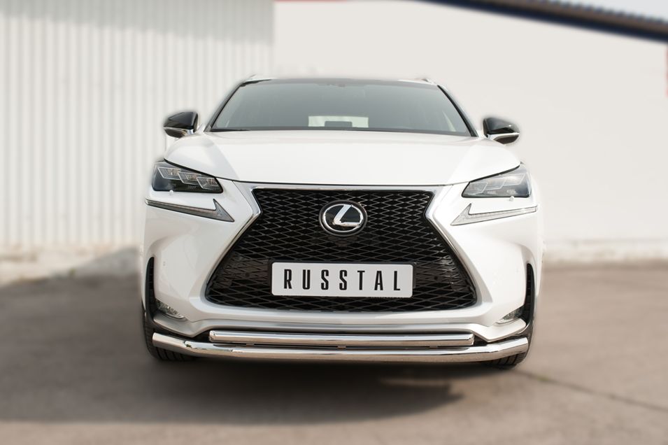 Защита RusStal переднего бампера d63 (секции) d42 (дуга) для Lexus NX 200t F Sport 2015-2026. Артикул LNXZ-002135