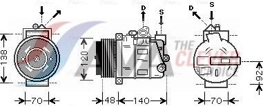 Компрессор кондиционера AVA ** CLEVER FIT ** для Mercedes-Benz C-Класс III (W204, C204) 2007-2014. Артикул MSAK393