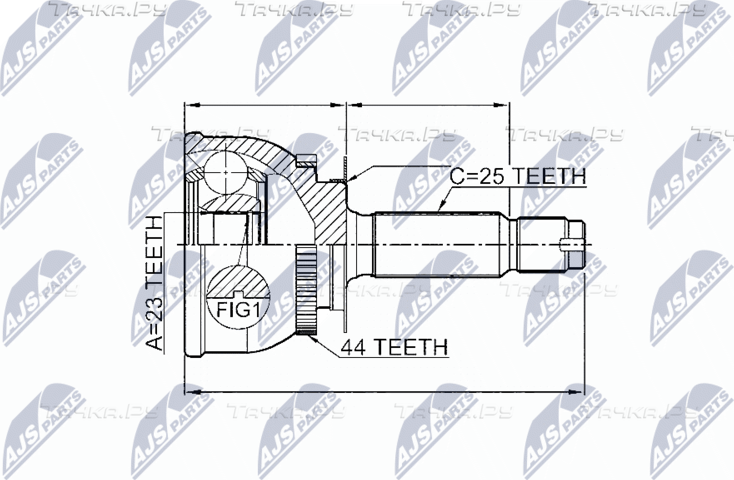 Шрус наружный (граната) NTY передний для Hyundai Matrix I 2001-2010. Артикул NPZ-HY-549